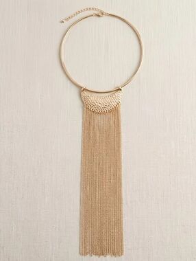 Gold Fringe Statement Necklace - Gold